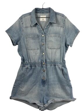 Celebrity Pink Light Blue Denim Short Sleeve Romper